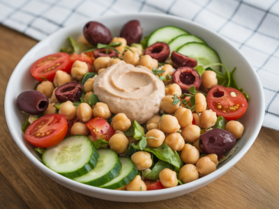 Comment préparer en 15 minutes un bol méditerranéen avec pois chiches rôtis et tahini maison